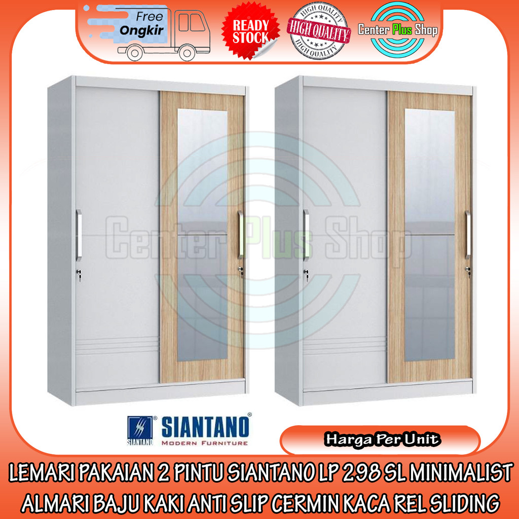 [Kargo] Almari Pakaian Kabinet Baju Siantano Lp 298 Sl 2 Pintu Sliding Sleding Geser Minimalis Lemar