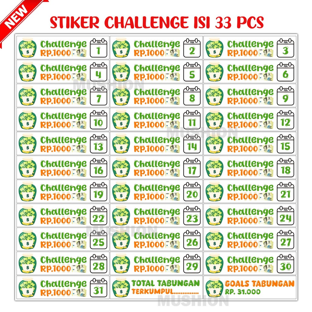 

[BISA COD] stiker anak challenge menabung dompet organizer budgeting disiplin keuangan anak Paper