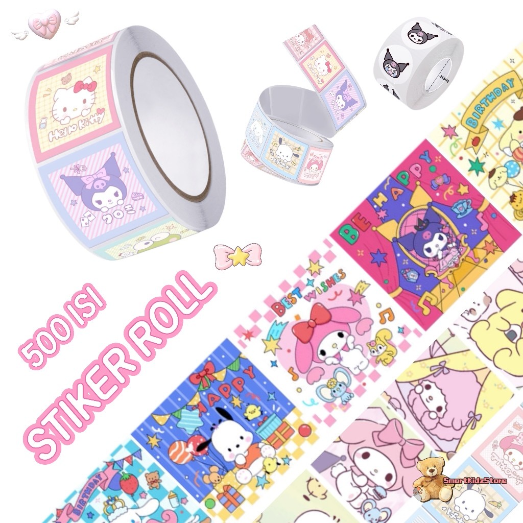 

500 PCS Sticker Roll Label Lucu Lembar Motif Cartoon Untuk Box Packing 20-30MM