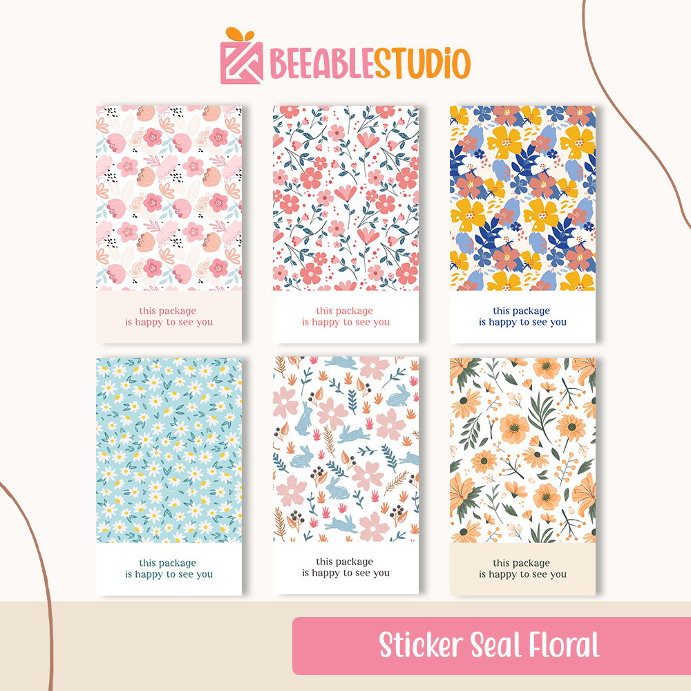 

Sticker Seal Floral Stiker Box Open Me Label Packaging Online Shop