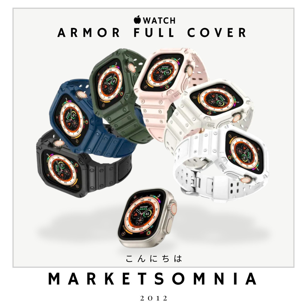 Strap Case Full Set ULTRA ARMOR 49mm Tali Jam Apple Watch Cover like Spigen iWatch Series 8 7 Rubber
