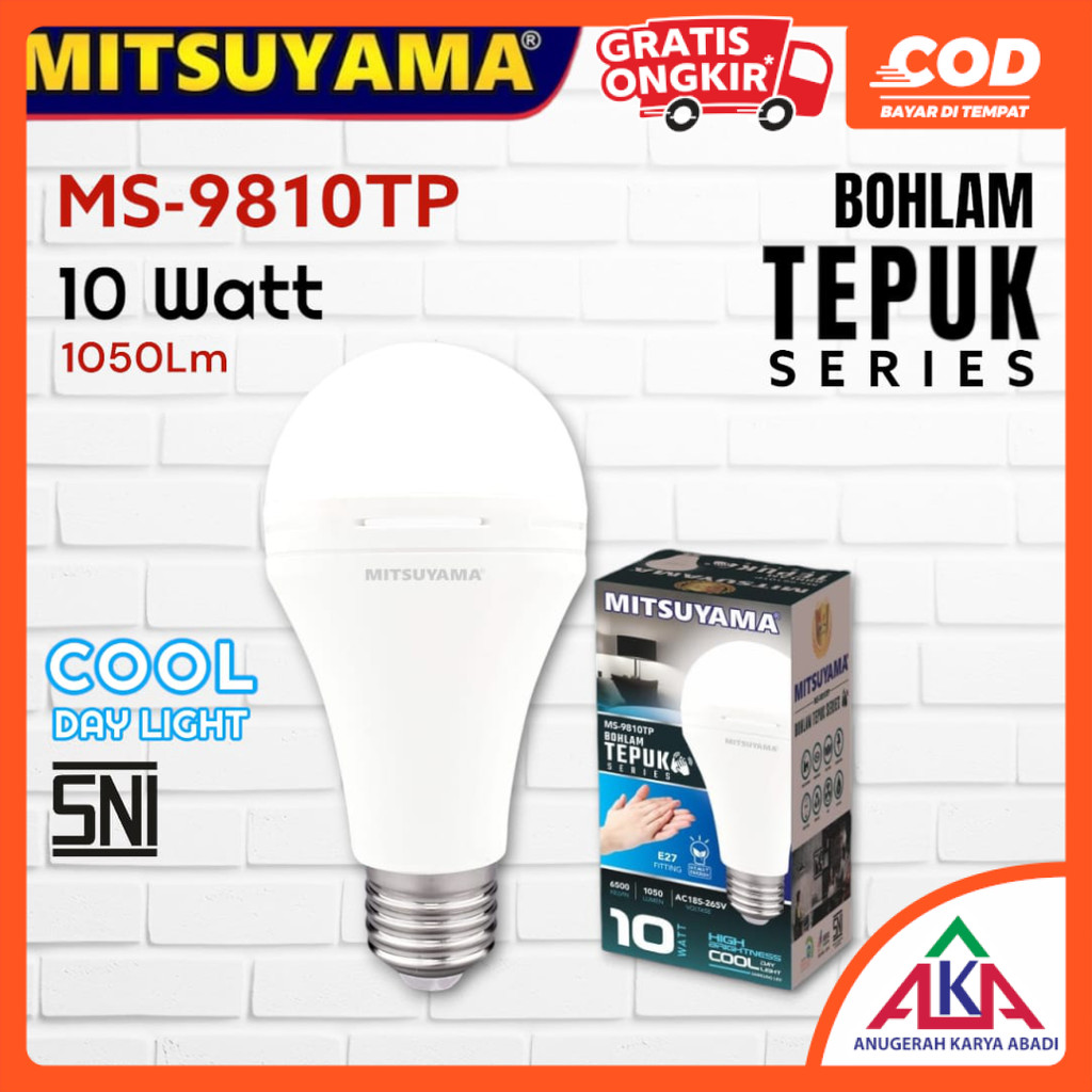 MITSUYAMA Lampu Bohlam Sensor TEPUK Tangan LED 10W CDL Cool Daylight E27 SNI - MS-9810TP
