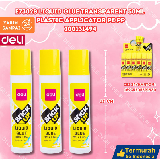 

Deli Lem Cair Bening Cepat kering aman digunakan pada photo E7302S E7302S Liquid Glue Transparent 50ml Plastic applicator PE PP