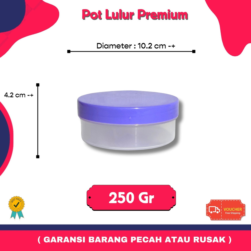 Pot Lulur Ungu 250gr Premium | Wadah Pomade 250 gram | Jar Kosmetik Skincare 250 GR