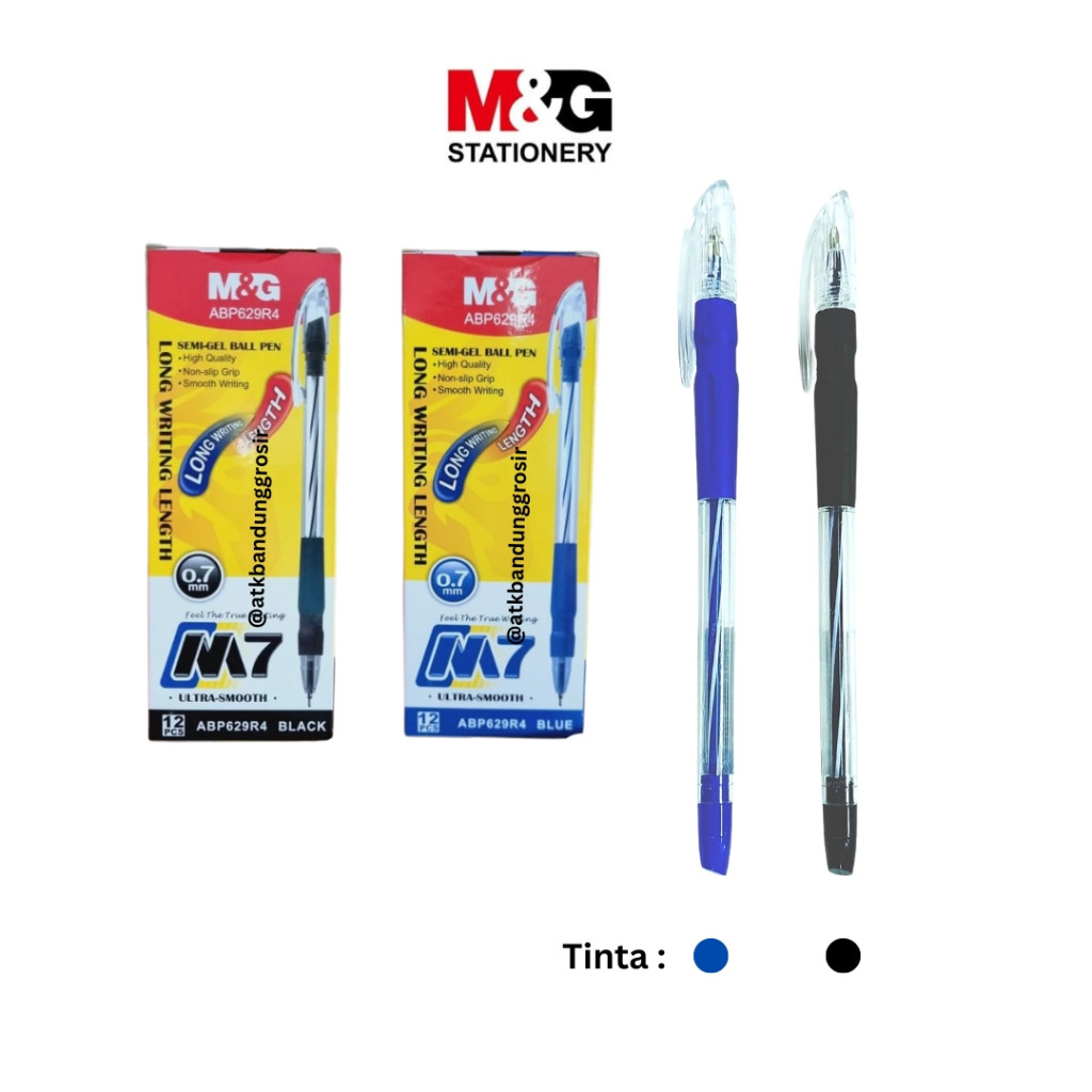 

Pulpen M&G M7 Semi Gel Pen Tip 0.7 MM Warna Hitam Biru Smooth Writting #ABP629R4 SHESB