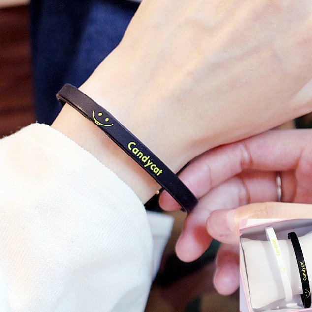 GELANG KARET SILIKON PRIA DAN WANITA CANDYCAT HITAM PUTIH / GELANG WANITA & PRIA