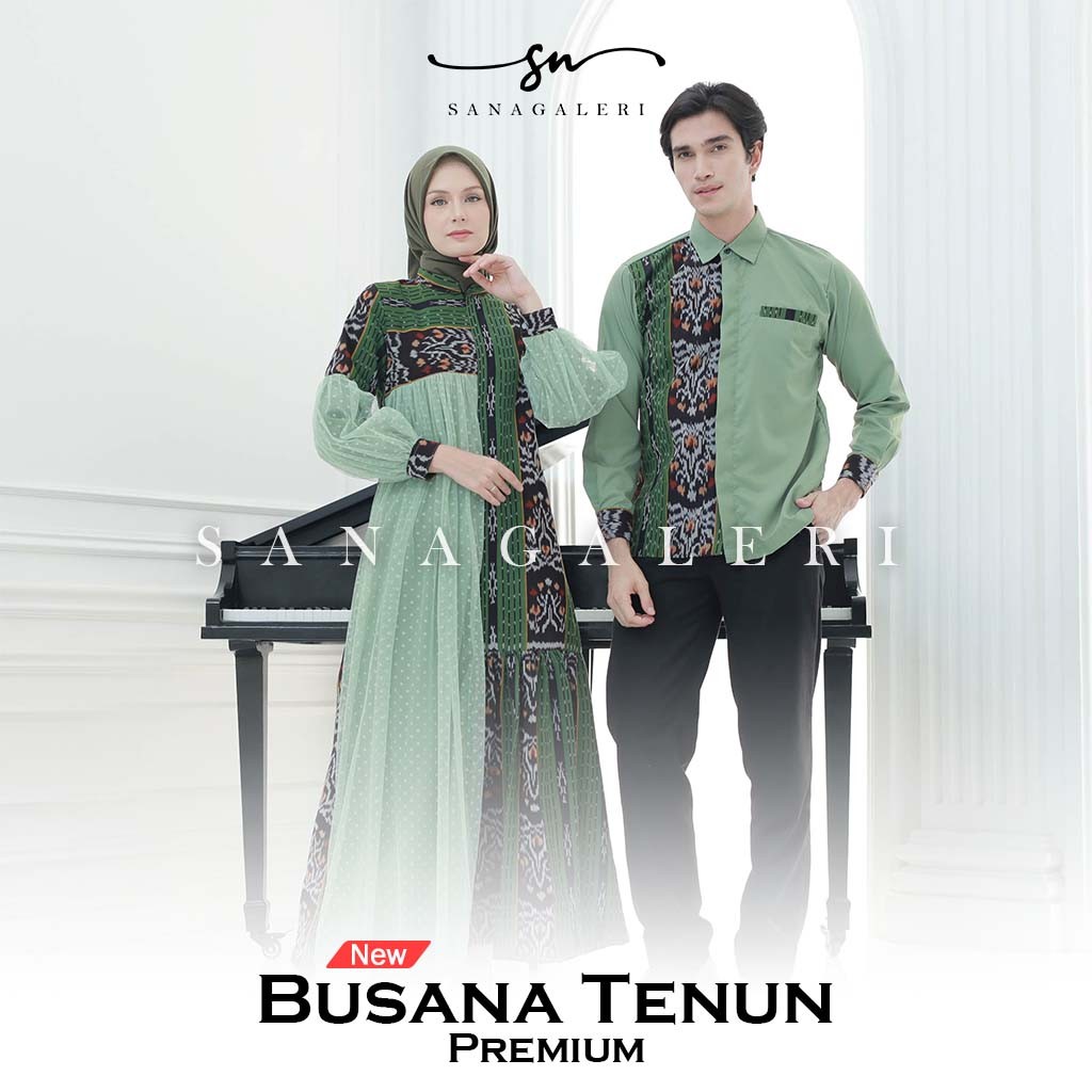 Set couple baju prewed, raya dress kemeja ethnic tenun troso, gamis raya tenun, dress wanita, set co