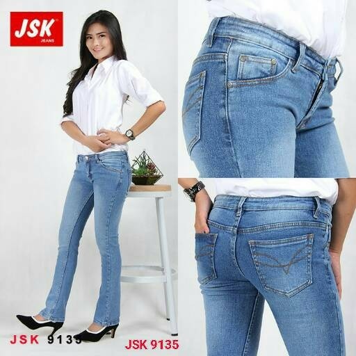 MURAH✨ - Celana Panjang Cutbray Jeans Wanita Denim Bootcut Basic JSK JEANS - Biru jeans 9133, 29