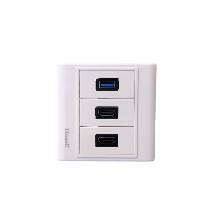 Howell Wall Face Plate 2 HDMI + 1 USB 3.0