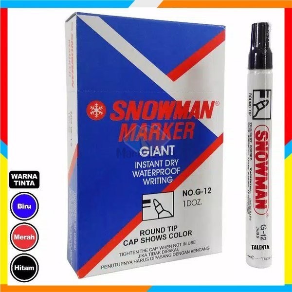 

Spidol SNOWMAN G-12 Black Permanent marker hitam HARGA 1Pcs SAJA