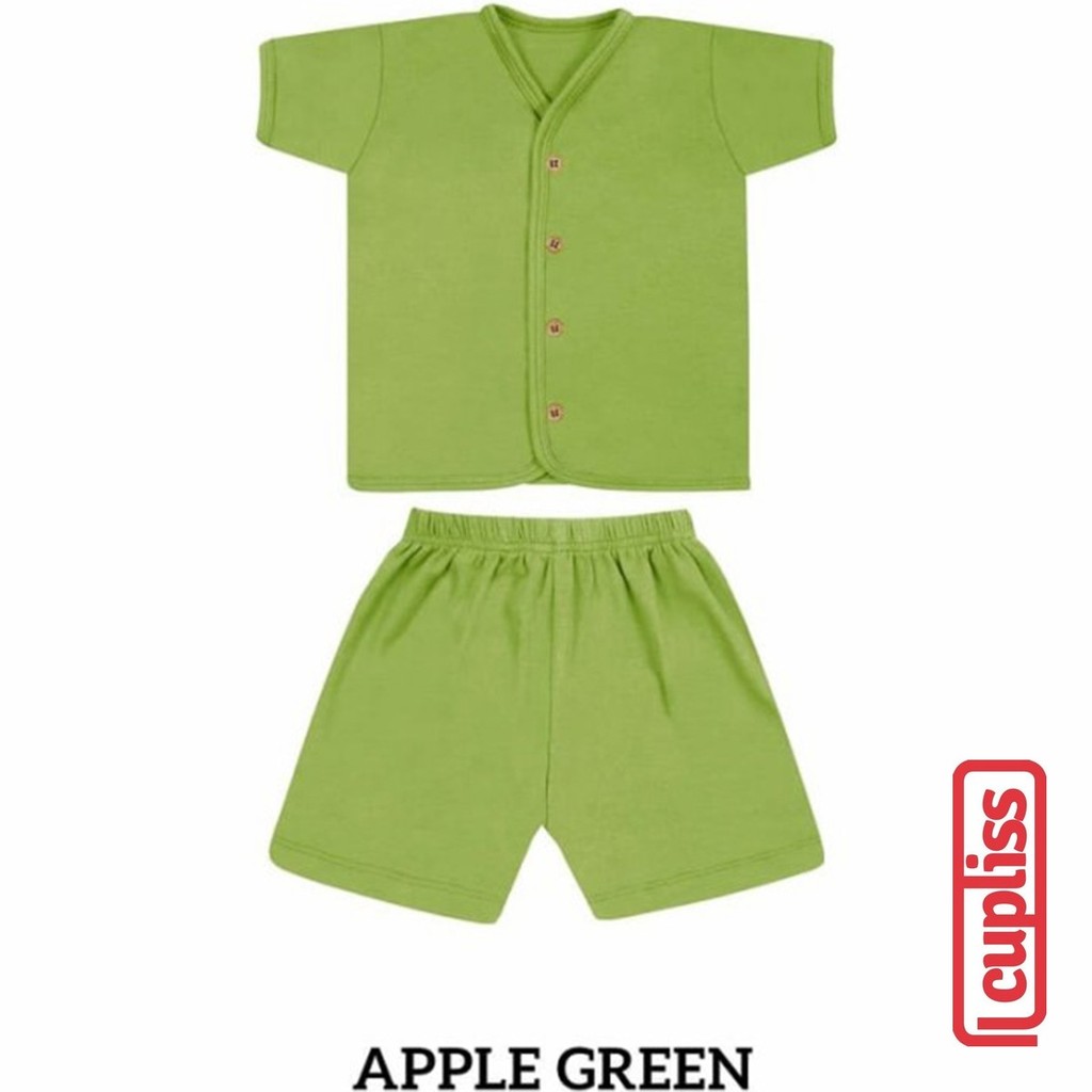 Little Palmerhaus Original Button Tee Short Sleeve Apple Green Baju Bayi Kancing Cupliss KG