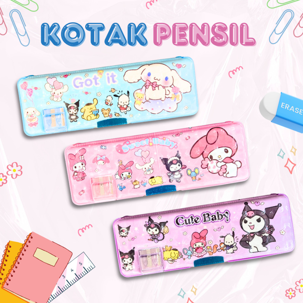 

[ATK] Tempat pensil karakter magnet 2 sisi / pencil case Karakter kartun lucu (4)