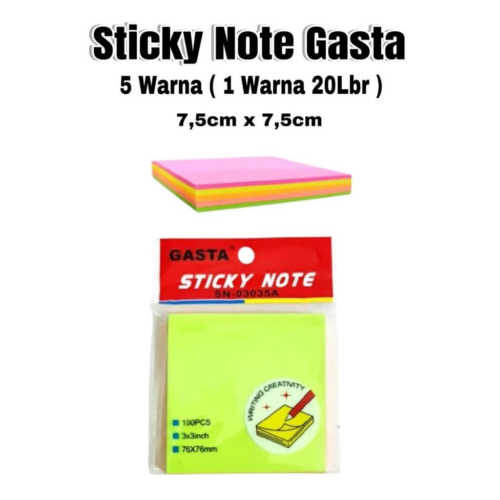 

BOS Sticky Note Rainbow 5 Warna/Stick Note/Notes Tempel/Post IT