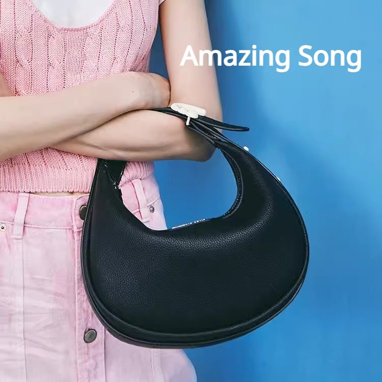 Amazing Song Half Moon Shoulder Bag Crossbody Bag Spring summer niche design soft leather texture sa