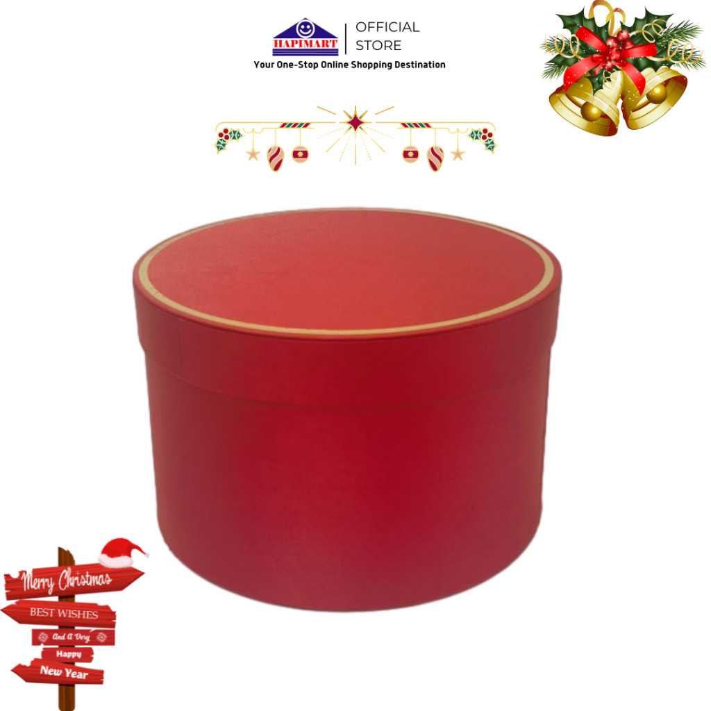 

Gift Box Bulat/Box Kado/Box Hampers/Kotak Kado/Round Box Polos Warna Merah Gold Ukuran Small/Gift Box