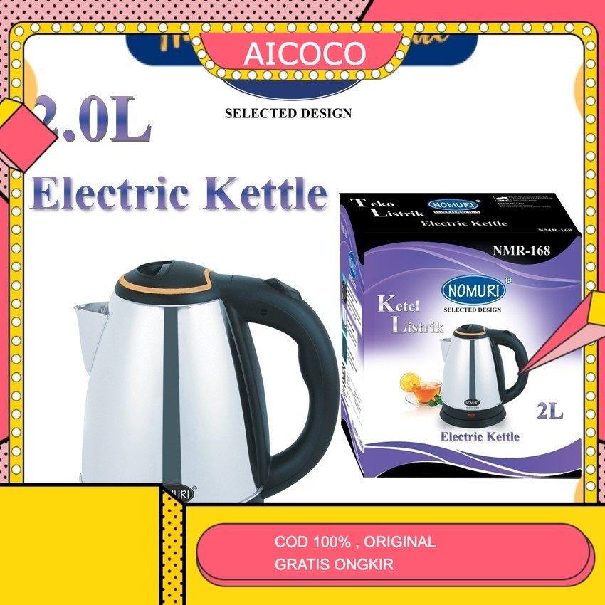 AICOCO HOUSEWARE - Nomuri Teko Listrik Elektrik Ketel Ceret Listrik 2.0 L PECAH BELAH