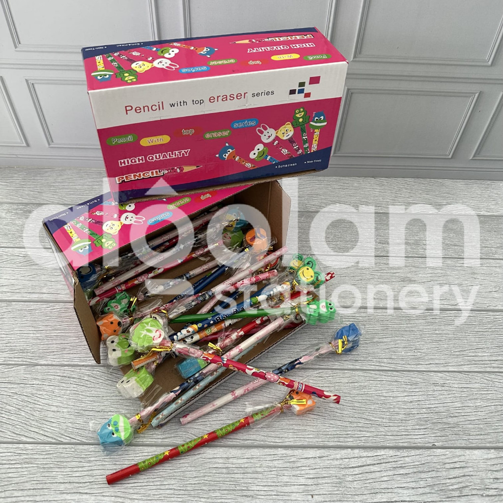 

SATU PACK ( 24 PCS ) PENSIL PLUS PENGHAPUS KARAKTER HEWAN LUCU Lengkap