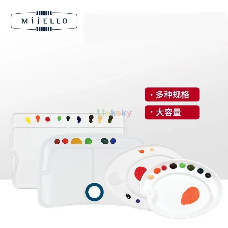

Mijiello Palette,MAP-3011,Strippable Pigment Plastic Lidless Watercolor Acrylic Palette, Oval/Rectangular Multi-function Palette