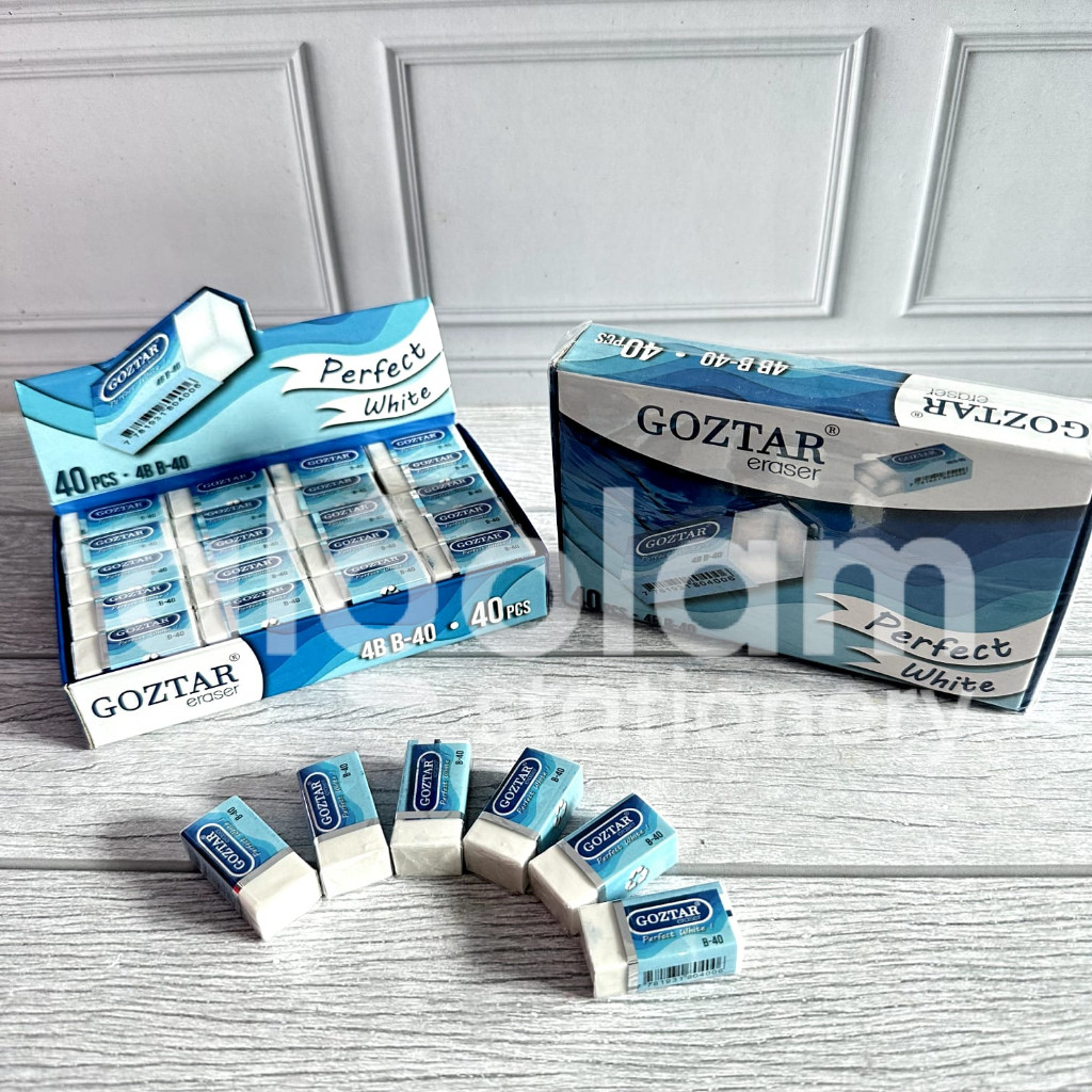 

SATU PACK ( 40 PCS ) Penghapus Goztar / Parko Penghapus Opini Kecil Putih lengkap