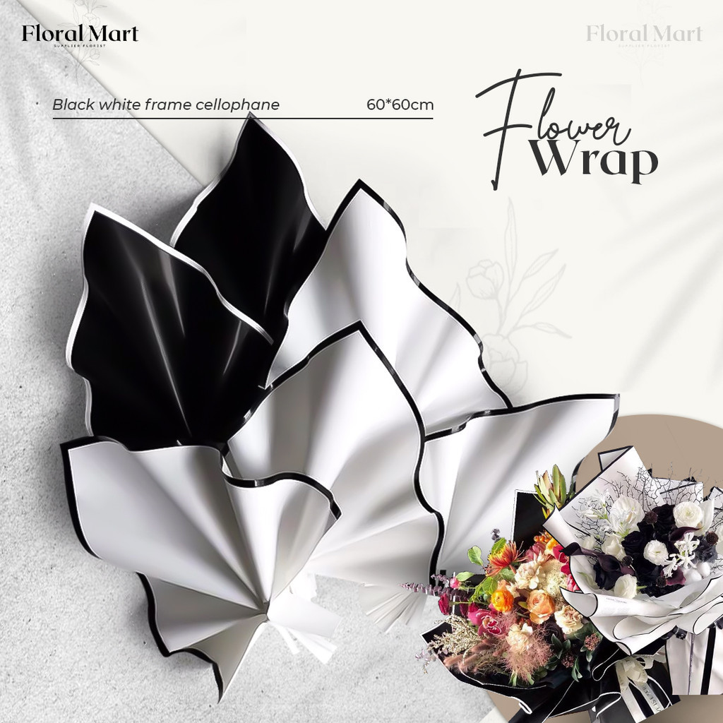 

Kertas Buket Bunga Solid Black and White Color 2 Warna | Premium Flower Wrapping Paper Flomart