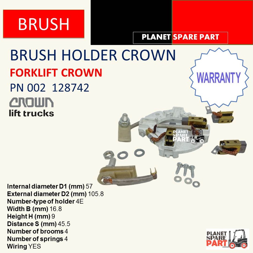 CARBON BRUSH HOLDER CROWN PN : 002-128742