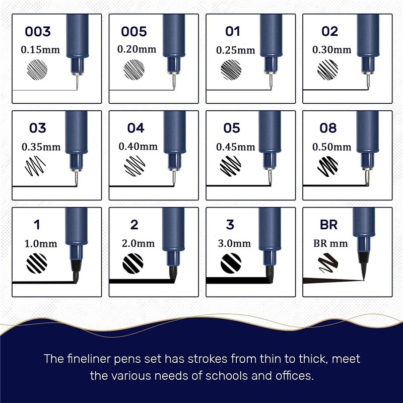 

Japanese Sakura Pigma Micron Pens Set of 12 Black Fineliner Marker Pens Pigment Liner Manga Art Sket ing Drawing Comic Design