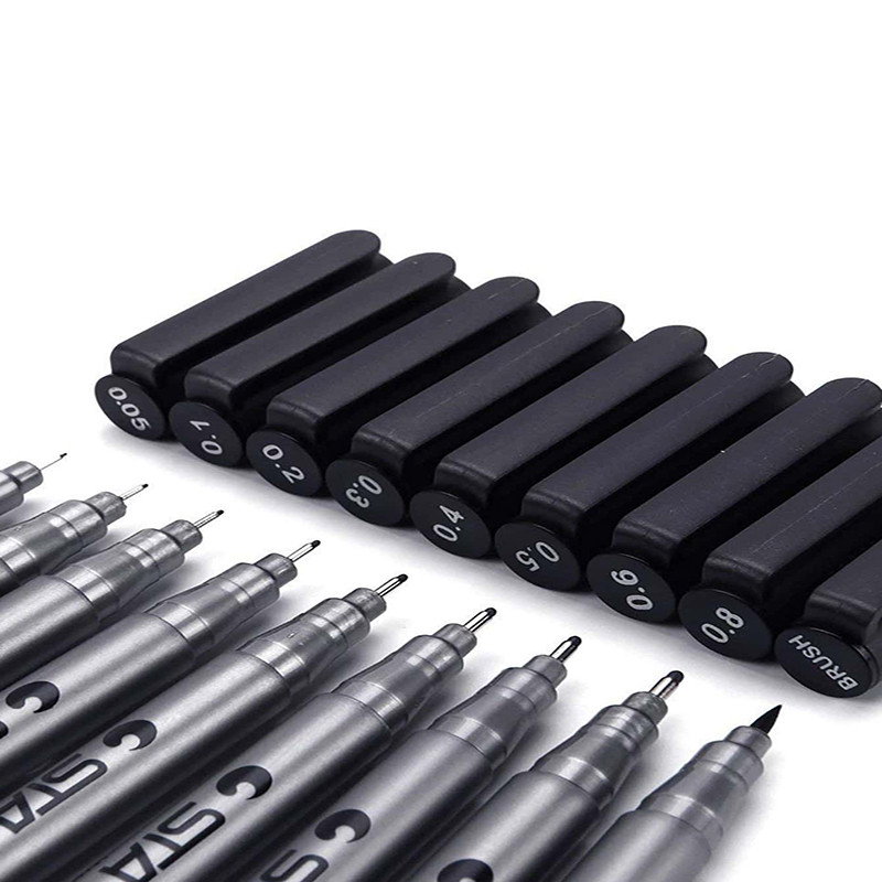 

9pc Black Micro-Fineliner Pens Micro Fine Tip for Sketching Drawing Art Artist-Grade Ink Durable Waterproof Liners