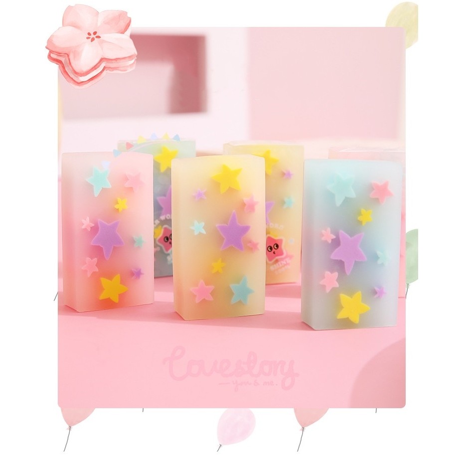 

1pcs Star Eraser Clear High Light Color Less-dust for Pencil Cleaning Stationery School A7608