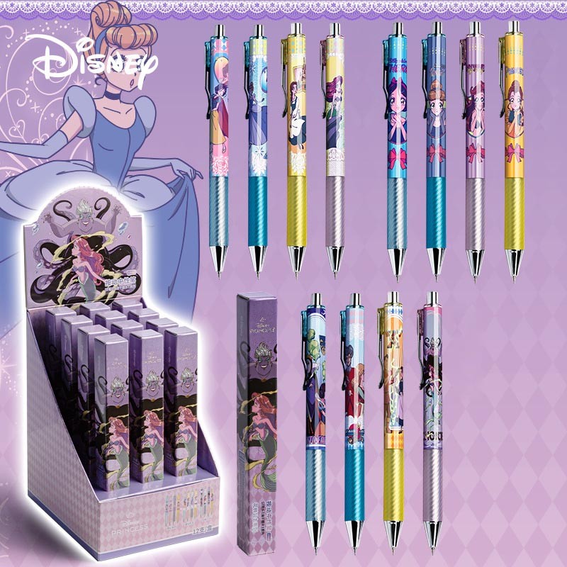 

6/12pcs Kawaii Disney Princess Press Gel Pen Cute 0.5mm Black Ink Signature Pens Promotional Gift Office School Supplies