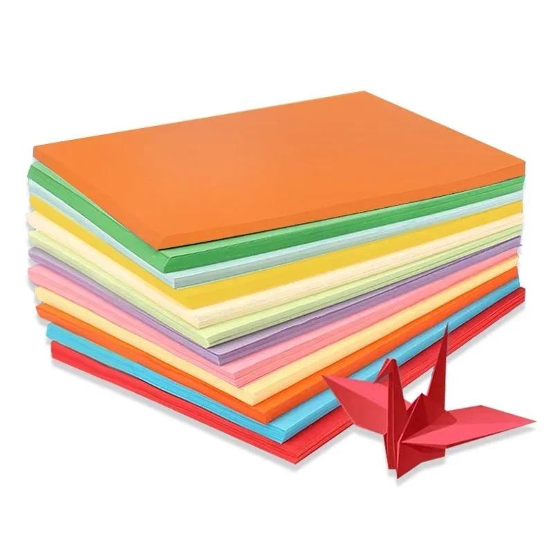 

100Pcs Colored A4 Copy Paper Multi-size Double Sides Origami 10 Different Colors Gift Packaging Craft Decoration Paper
