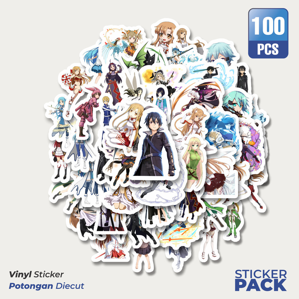 

100 PCS STIKER Anime Sword Art Online Waterproof Aesthetic- Untuk Laptop, Motor, dan Helm - Paper Stationery Pack