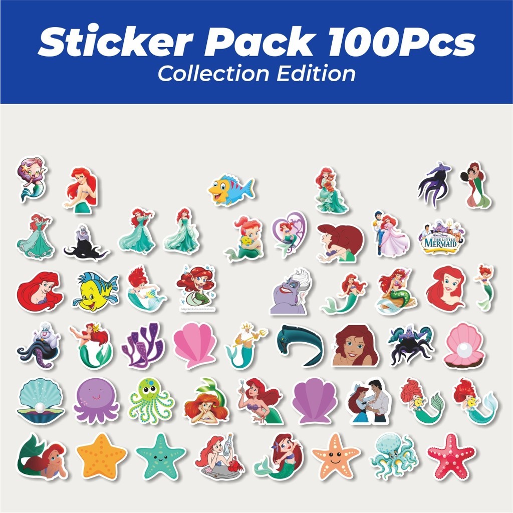 

Hot Stiker Kartun Disney The Little Mermaid Ariel Lucu Anti Air Stikers Berperekat Waterproof Sticker Decal Buat Motor Helm Buku Journal Koper Casing HP Laptop Botol Minum