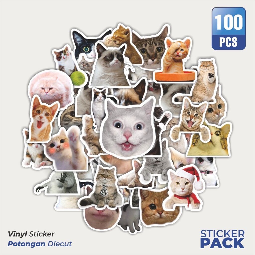 

Stiker Vinyl Stiker Cat/Kucing Kawaii V5 Waterproof Aesthetic- Untuk Laptop, Motor, dan Helm - Paper Stationery Pack