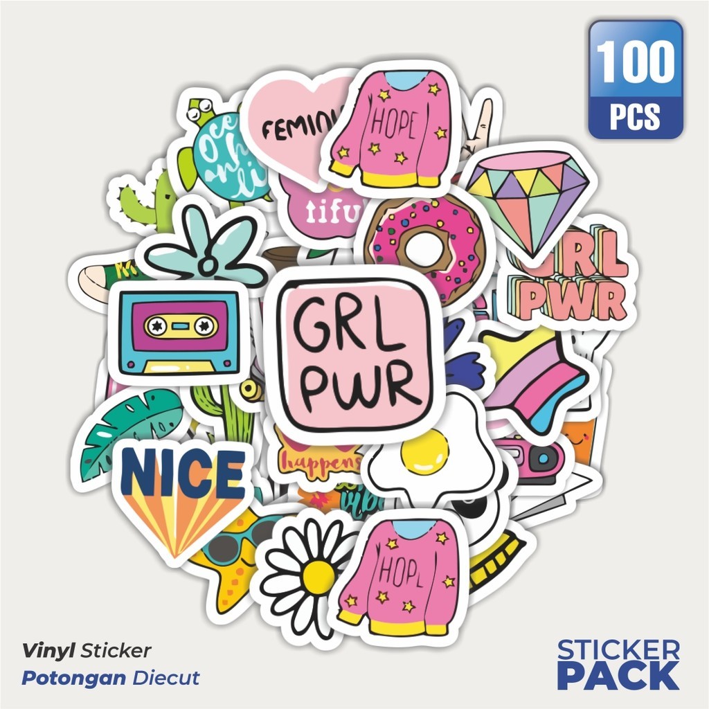 

Stiker Vinyl Stiker VSCO Girls & Boys Waterproof Aesthetic- Untuk Laptop, Motor, dan Helm - Paper Stationery Pack