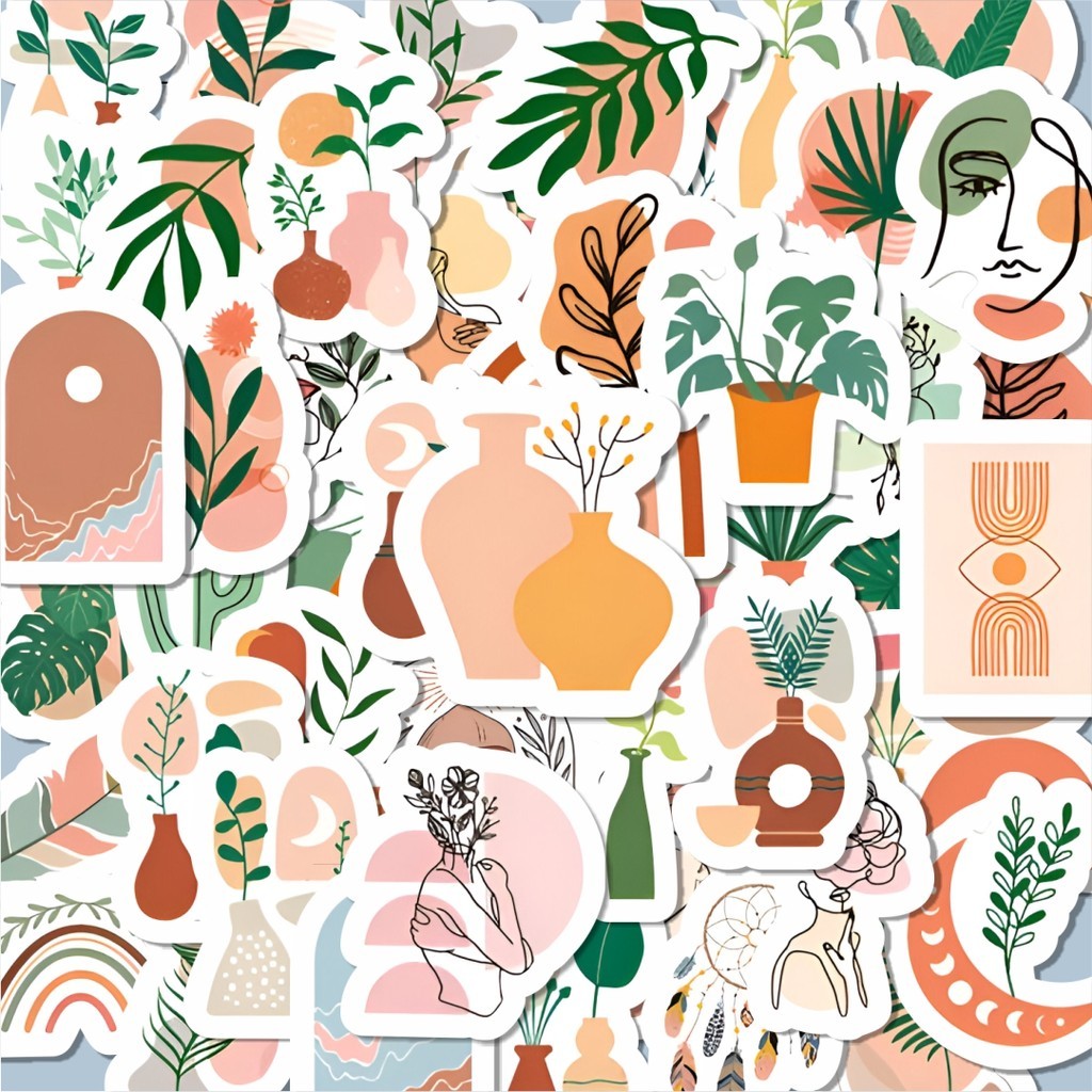 

100PCS Lucu Stiker Seni Abstract Bohemian Stiker Aesthetic Stiker Anti Air Stikers Berperekat Waterproof sticker decal buat Motor Helm Buku Journal Koper Casing HP Laptop Botol Minum Hadiah anak