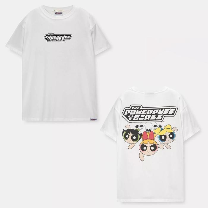 Luunashop Kaos Wanita PullBear x Powerpuff Girls - Powerpuff Formation, S