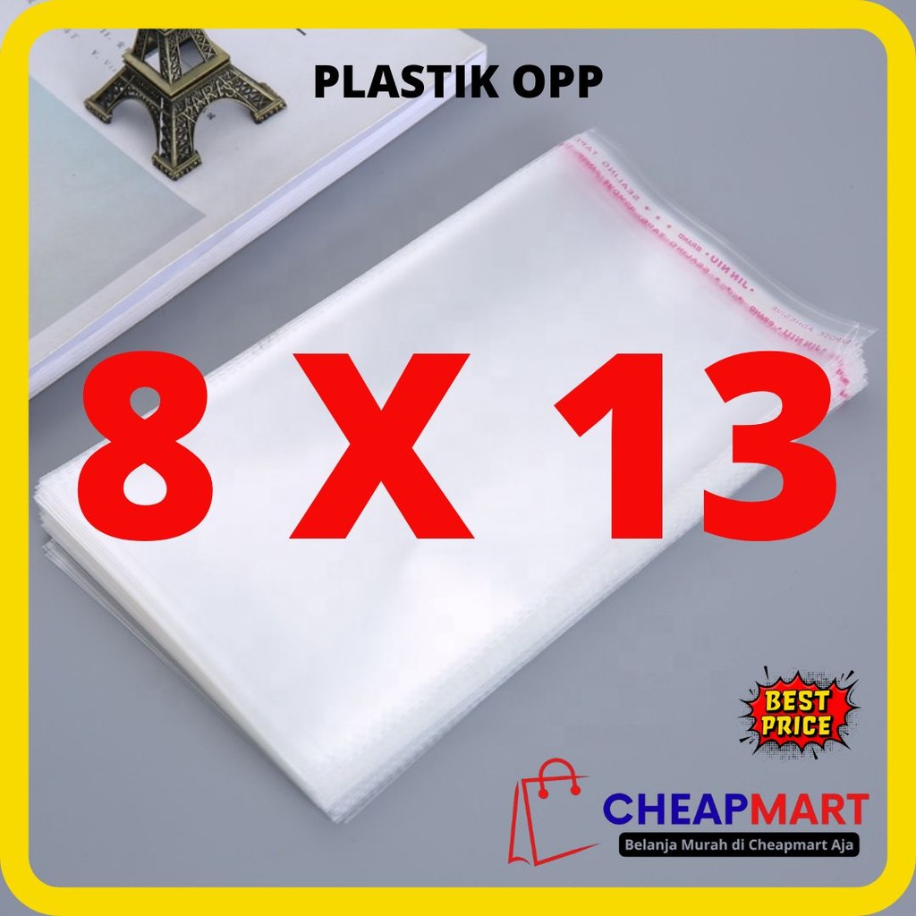 

8 X 13 Opp Lem plastik kaca kemasan roti (isi 100 lembar) Tebal 02