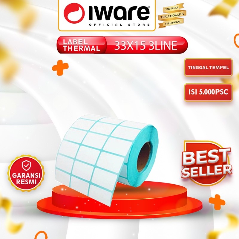 

NEW SALE Label Sticker Barcode Thermal 33X15MM 3 LINE CORE 1" Tinggal Tempel