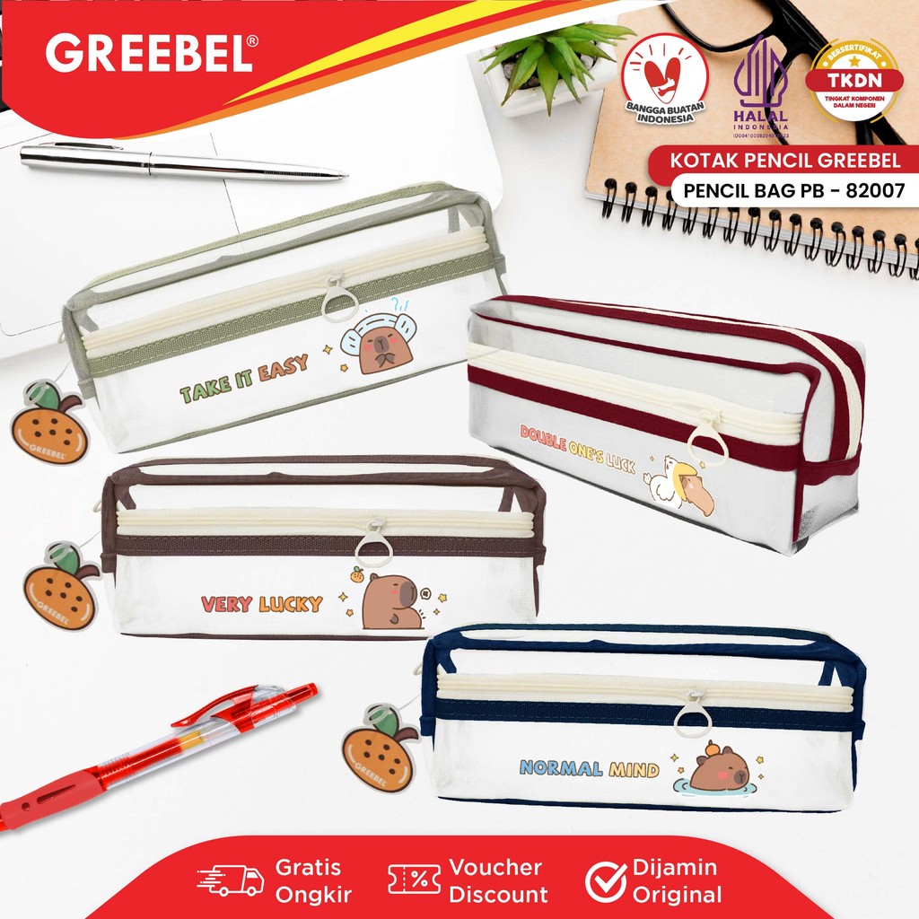 

GREEBEL Tempat Pensil Zipper Capybara / Kotak Pensil ( PB 82007) / Pencil Case / Zipper Bag