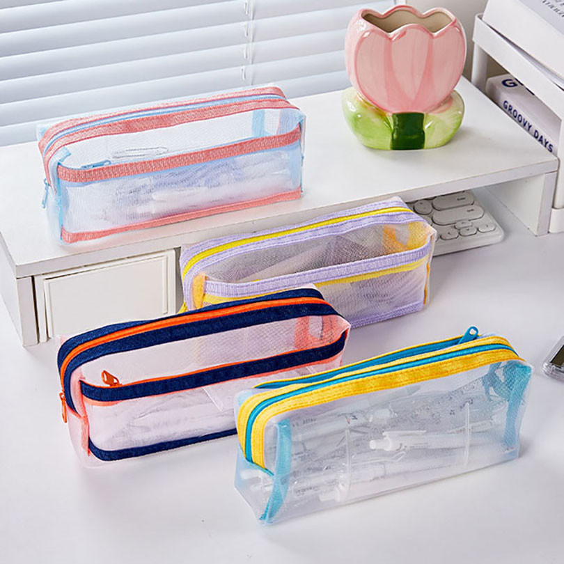 

Mesh Transparent Pencil Case School Supplies Pencil Case Girls Large Capacity Cute Stationery Estuche Escolar Pencil Cases