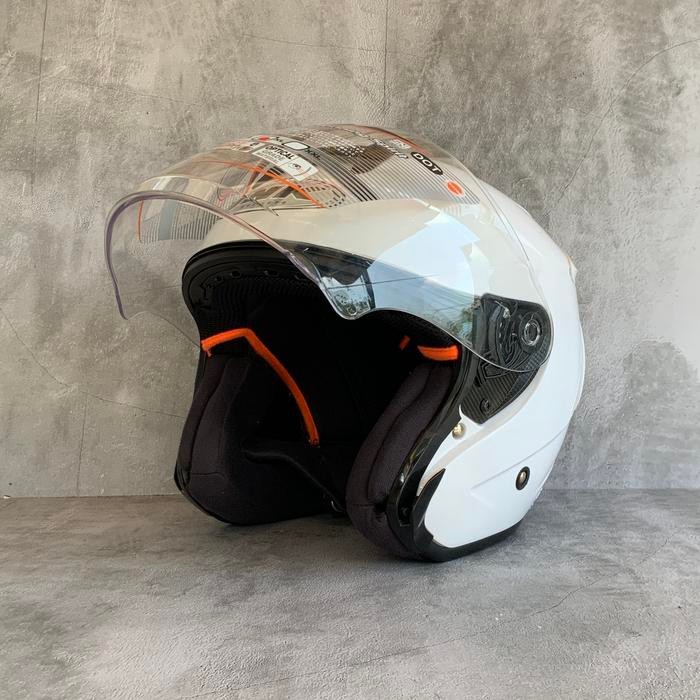 HELM INK DYNAMIC SOLID WHITE ORIGINAL PAKET GANTENG LEOPARD / HELM HALF FACE INK DYNAMIC - WHITE STD