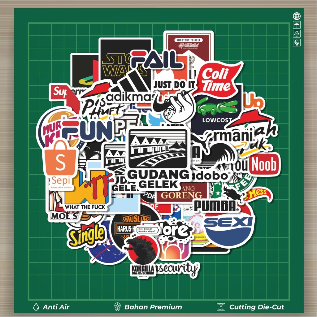 

HOT 50 PCS STIKER Stiker Random Logo Parodi Versi 3 Stiker Fashion Cars Decal Dingin Kartu Album Custom Vinyl Anti Air- Sticker Aesthetic Buku Journal Koper Casing HP Tablet Laptop Helm Motor Botol Minum