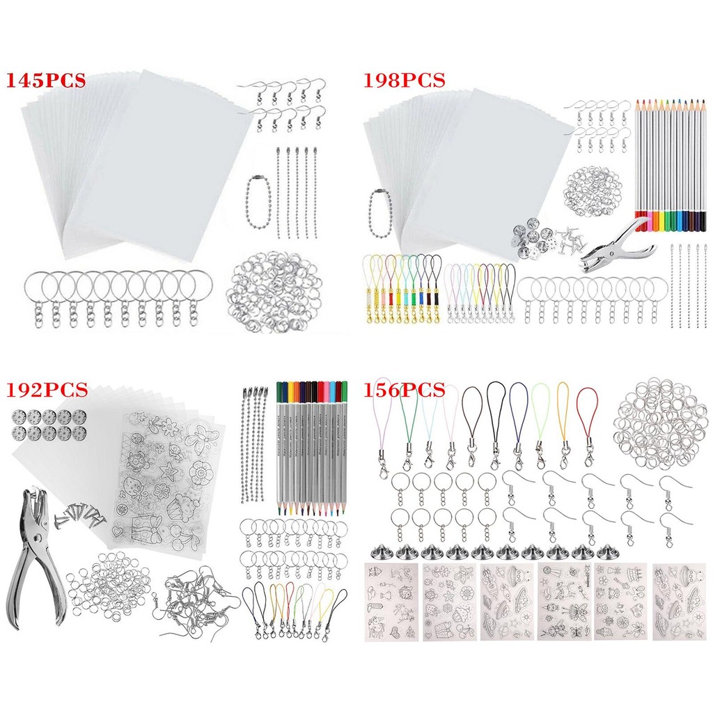 

Heat Shrink Plastic Sheets Set Shrinky Art Film Paper Heat for DIY Keychain Ornaments Creative Craft Embellishment Scrapbooking