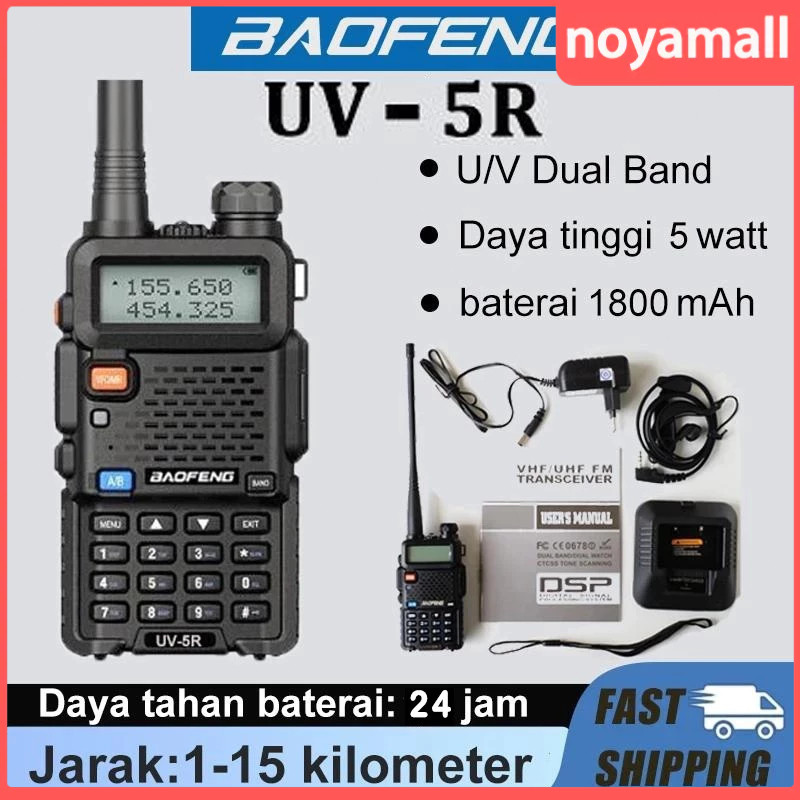 New Ht Bf Baofeng Walkie Talkie UV 5R Dual Band Two-Way Radio 5Watt Kekuatan Tinggi Jarak Jauh 15KM 