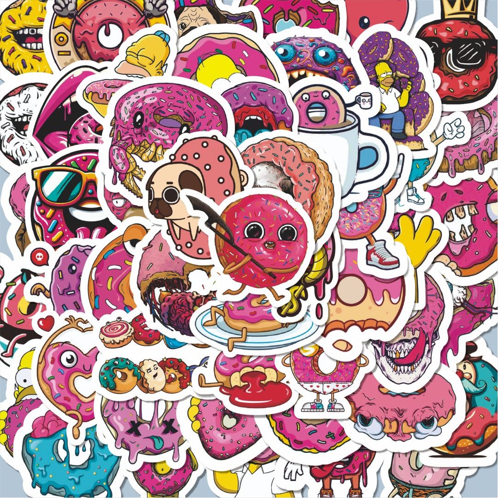 

100PCS Lucu Stiker I Want A Donut Series Stiker Aesthetic Stiker Anti Air Stikers Berperekat Waterproof sticker decal buat Motor Helm Buku Journal Koper Casing HP Laptop Botol Minum Hadiah anak