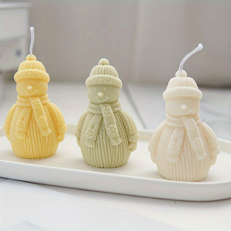 

Snowman Candle With Scarf Silicone Mold DIY Cute Snowman Elk Scented Gypsum Making Candle Gypsum Resin Casting Home Décor Gifts