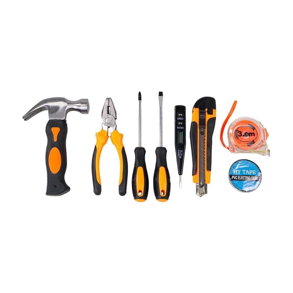 Alat Set Perkakas Tang Palu Obeng Cutter Meteran 8 in 1 Set Alat Tang Palu Pemotong Obeng