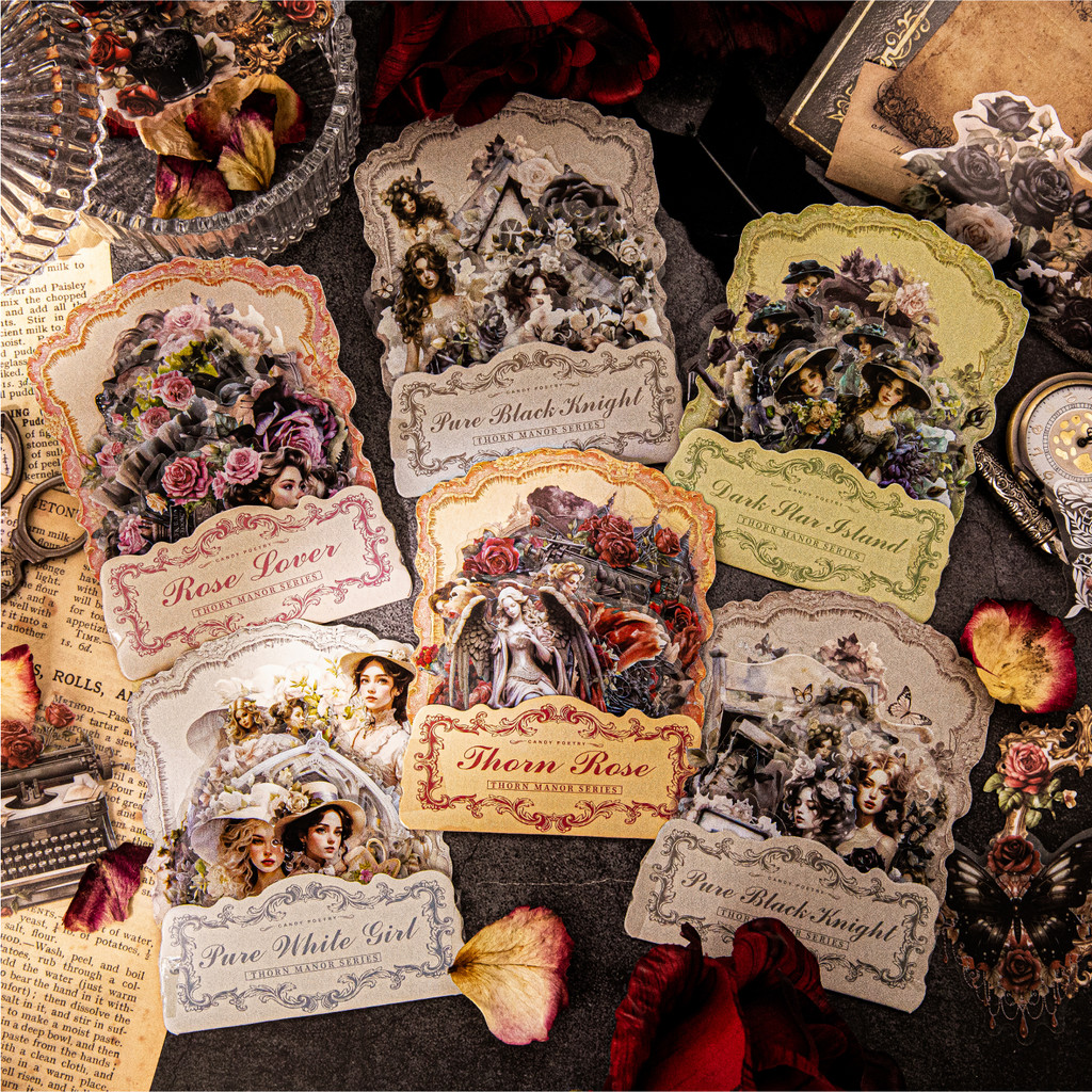 

40Pcs Vintage Character Flower PET Sticker Creative Handbook DIY Journal Material Collage Scrapbooking Stationerysupplies