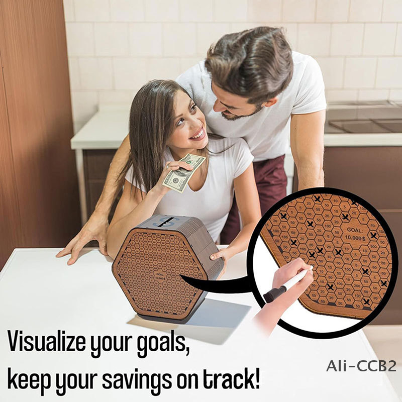 

1 Set Wood Hexagonal Cash Savings Money Box 10000 Euros Adult Money Counting Bank Japanese Piggy Bank Craft Ornaments