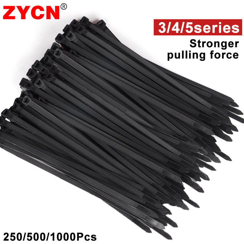 

Nylon Cable Ties Width:2.5/3.5/4.5MM Self-Locking High Strength Plastic Warp Black Wire Zip Strapping Fasteners 250/500/1000PCS